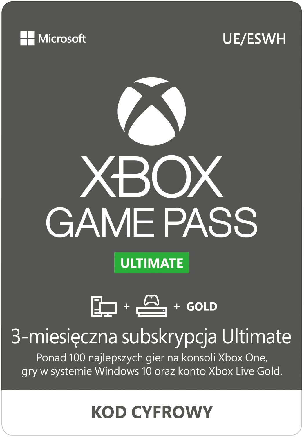 MICROSOFT Xbox Game Pass Ultimate 3 miesiące Kod aktywacyjny - niskie ceny  i opinie w Media Expert