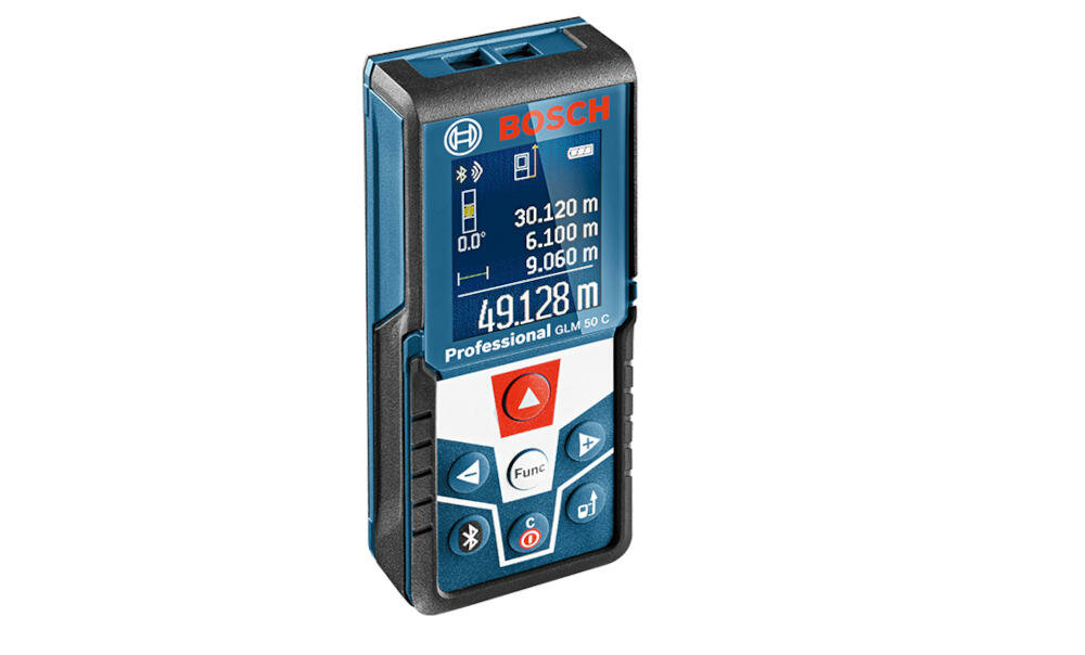BOSCH GLM 50 C optyczny celownik dalmierz punkt laserowy funkcja connectivity pomiary zasilanie baterie