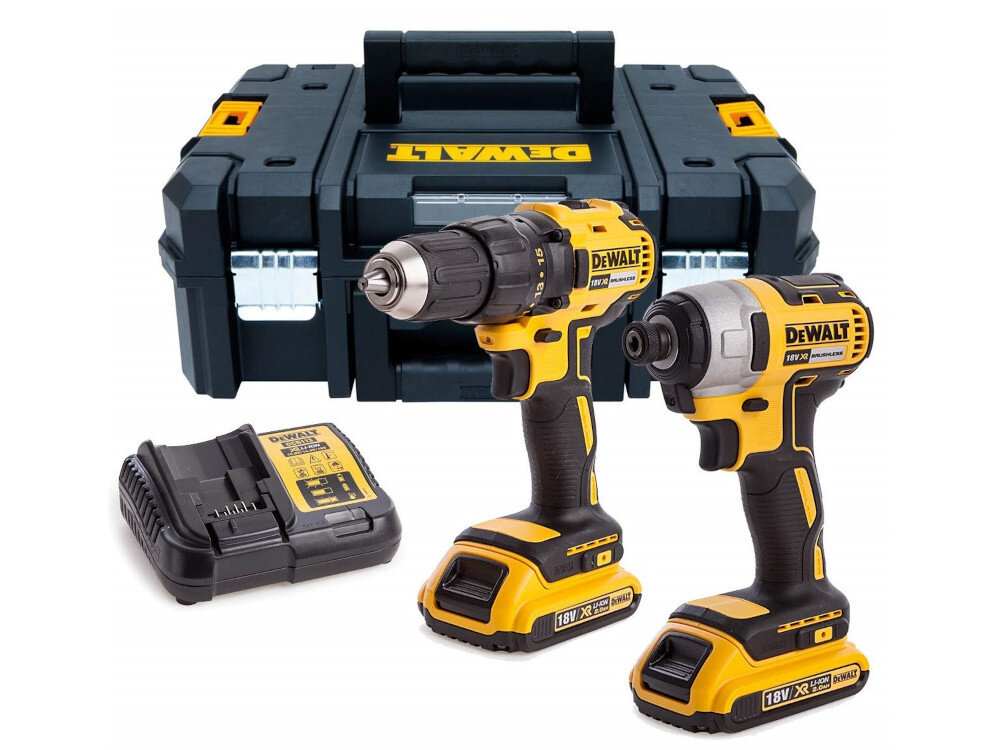 Zestaw Combo DEWALT DCK2059D2T w zestawie wiertarko-wkrętarka DCD777 zakrętarka udarowa DCF787 dwa akumulatory walizka transportowa ładowarka instrukcja obsługi w języku polskim karta gwarancyjna