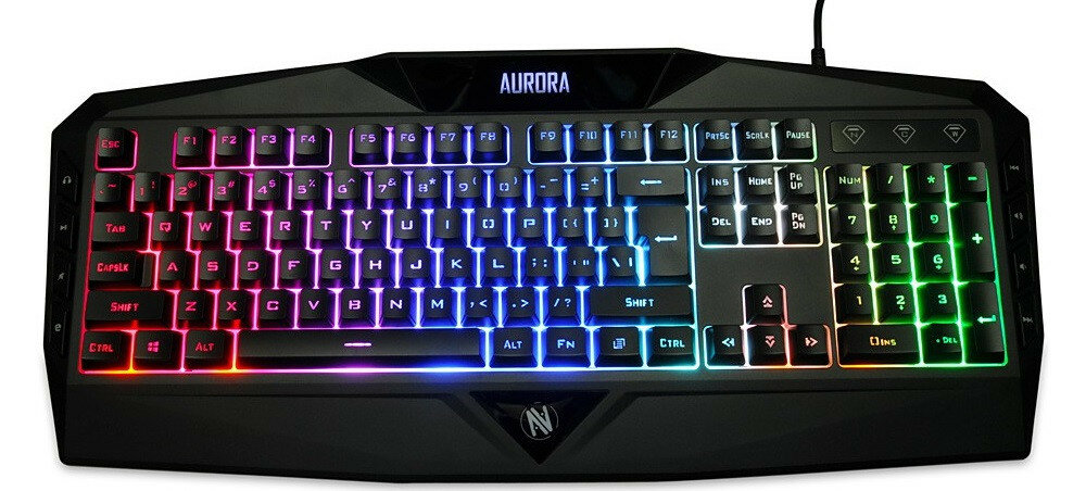 Klawiatura IBOX Aurora K-1 wyglad ogolny front podswietlenie podporka zywotnosc klawiszy