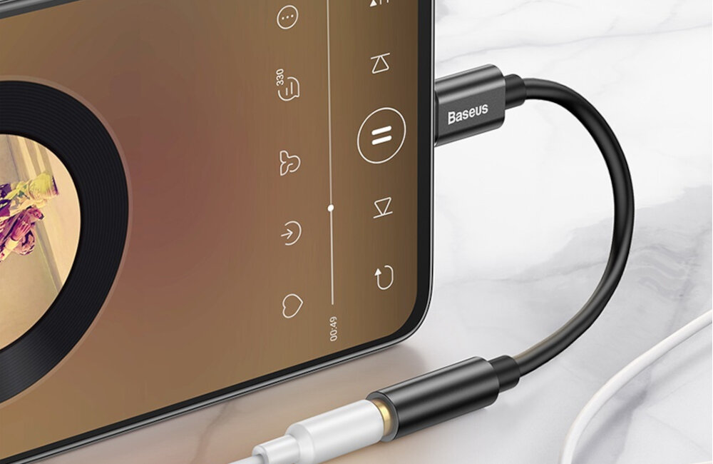ADAPTER AUDIO BASEUS L54 USB-C + MINI JACK 3,5MM (CZARNY) wyraźiste brzmienie pozbawione zakłóceń i zniekształceń