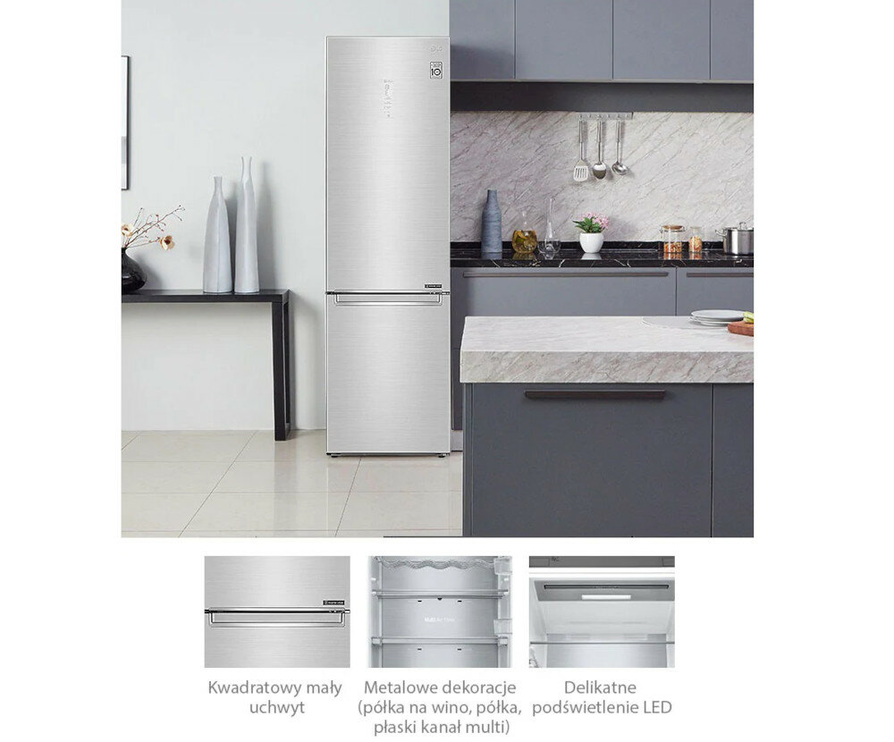Lodówka GBB71PZDMN Nofrost Srebrna konstrukcja design minimalizm