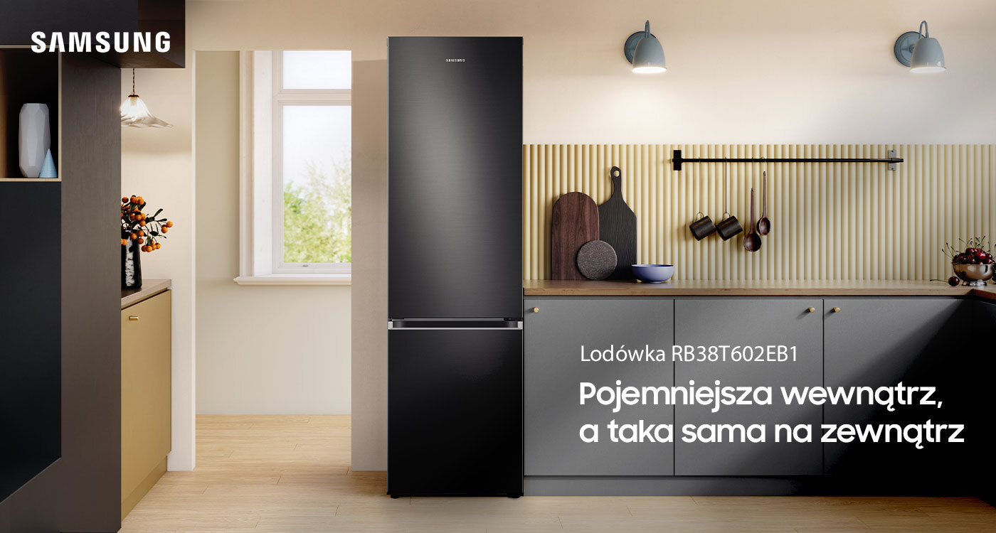 Samsung RB38T602EB1 lodówka o zwiększonej pojemności przy zachowaniu takich samych wymiarów zewnętrznych Samsung RB38T602EB1 lodówka o zwiększonej pojemności przy zachowaniu takich samych wymiarów zewnętrznych