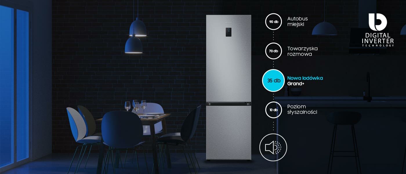 RB36T675ESA Mniejsze zużycie energii oraz cicha praca RB36T675ESA Mniejsze zużycie energii oraz cicha praca