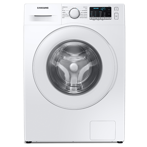 Biała pralka WW70TA026TE Samsung z czarnym panelem sterowania i niebieskim wyświetlaczem Biała pralka WW70TA026TE Samsung z czarnym panelem sterowania i niebieskim wyświetlaczem