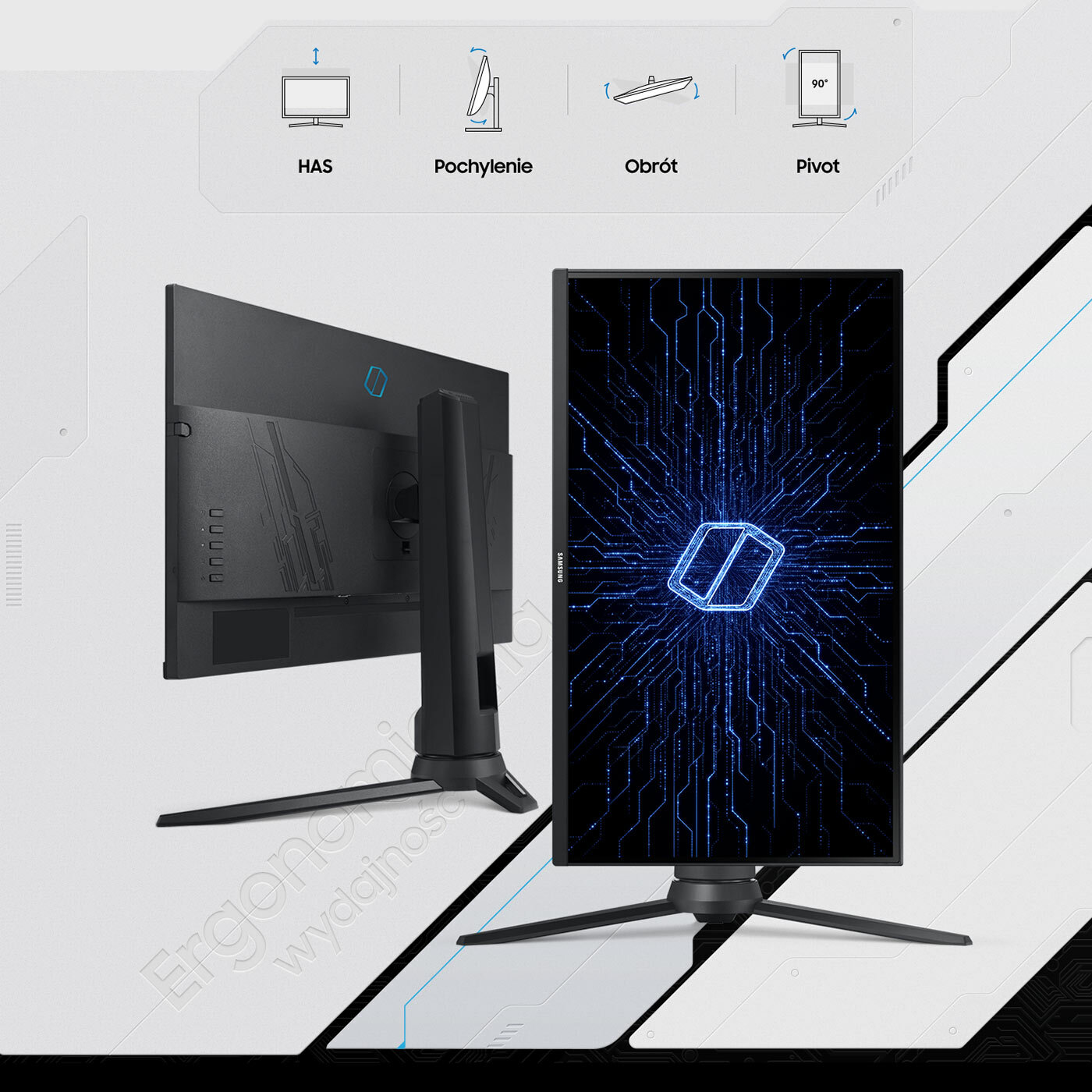 Przedstawienie opcji ustawienia ekranu monitora - w pionie, poziomie, ukośnie Przedstawienie opcji ustawienia ekranu monitora - w pionie, poziomie, ukośnie