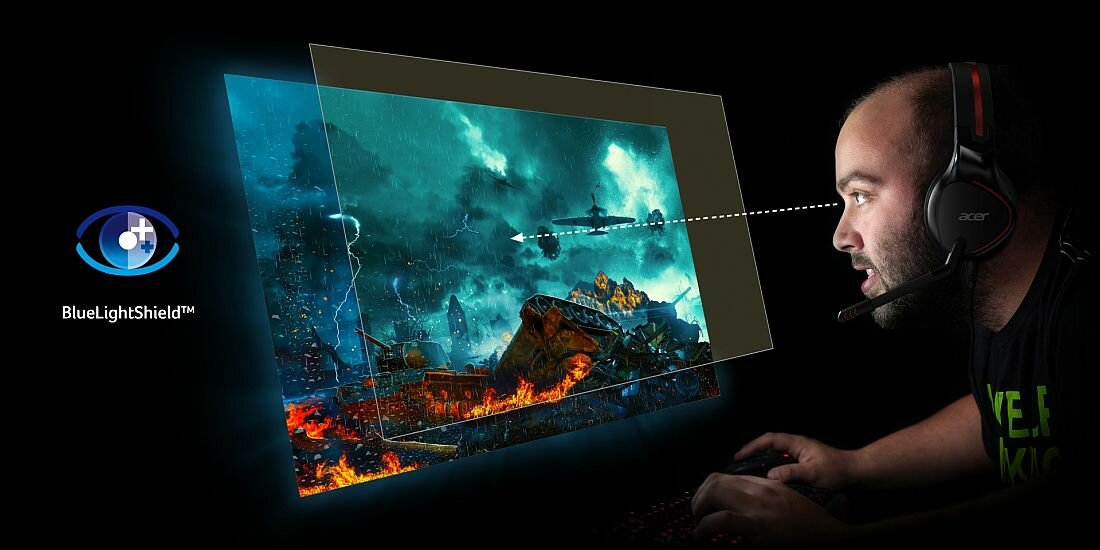 Monitor ACER Nitro XZ270U - funkcja redukcji migotania filtr niebieskiego światła matowa powłoka