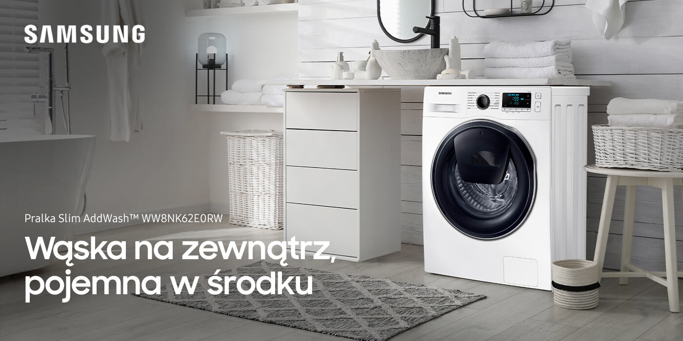Przyjdź do Media Expert zobaczyć pralkę Samsung WW8NK62E0RW w rozmiarze slim Przyjdź do Media Expert zobaczyć pralkę Samsung WW8NK62E0RW w rozmiarze slim
