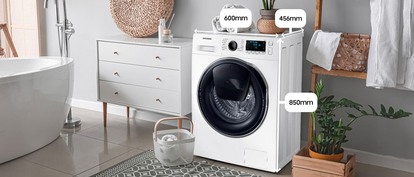 Dostępna w Media Expert pralka Samsung slim o głębokości 46 cm i szerokości 60 cm Dostępna w Media Expert pralka Samsung slim o głębokości 46 cm i szerokości 60 cm