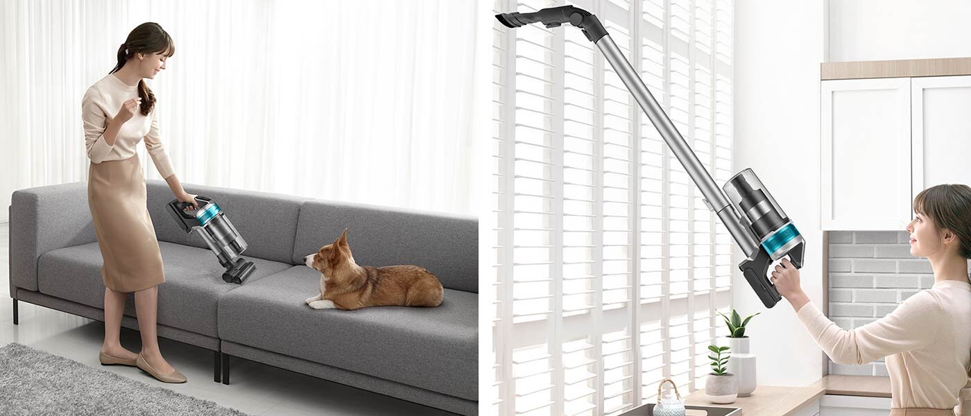 Na zdjęciach przedstawiono wygodne sprzątanie za pomocą odkurzacza VS15T7031R1 dostępnego w sklepach Media Expert, z wykorzystaniem dostępnych akcesoriów Na zdjęciach przedstawiono wygodne sprzątanie za pomocą odkurzacza VS15T7031R1 dostępnego w sklepach Media Expert, z wykorzystaniem dostępnych akcesoriów