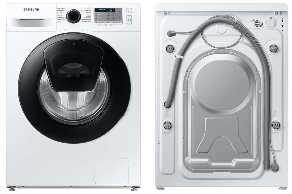 Wygląd pralki z przodu i tyłu Wygląd pralki z przodu i tyłu