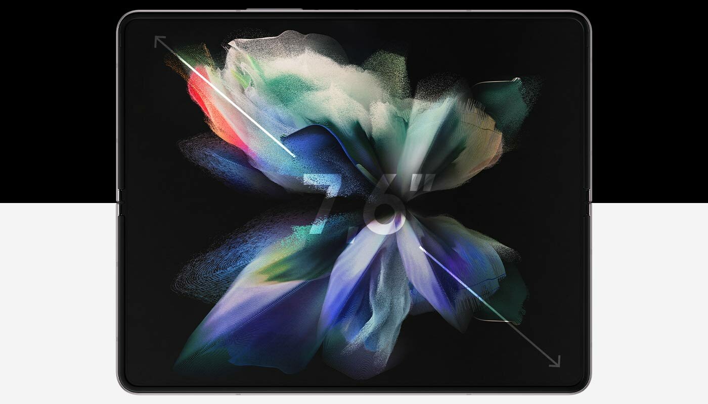 Rozkładany telefon Samsung Galaxy Z Fold3 5G oferuje ekran główny 7,6 cala, z którym możesz korzystać z telefonu niczym z tabletu. Rozkładany telefon Samsung Galaxy Z Fold3 5G oferuje ekran główny 7,6 cala, z którym możesz korzystać z telefonu niczym z tabletu.