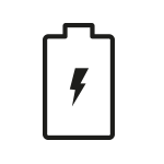 Ikonka baterii z piorunem, która towarzyszy informacji o ładowaniu baterii do pełna w czasie 3,5 godzin Ikonka baterii z piorunem, która towarzyszy informacji o ładowaniu baterii do pełna w czasie 3,5 godzin