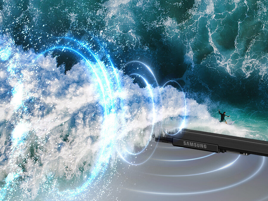 php3tnkop pl-feature-virtual-sound-that-tracks-the-action-531168545 Symulacja graficzna fal dźwiękowych demonstrująca technologię Dźwięku Podążającego za Obiektem, na przykładzie surfera poruszającego się na ekranie. BU8002KXXH