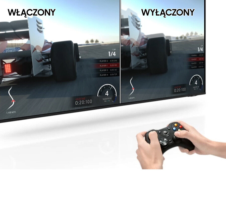 phpaxkv3m pl-feature-crystaluhd-bu8000-532002753 Gra po lewej stronie, z napisem „włączony” jest upłynniona dzięki Automatycznemu Trybowi Gry, w porównaniu do tej po prawej stronie, z napisem „wyłączony”. BU8002KXXH