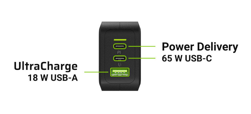 Ładowarka sieciowa GREEN CELL CHARGC08 65W Czarny porty