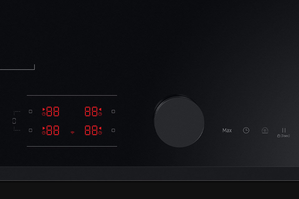 Prezentowany panel sterowania płyty Samsung NZ64B6058GK zapewnia jej intuicyjną obsługę Prezentowany panel sterowania płyty Samsung NZ64B6058GK zapewnia jej intuicyjną obsługę
