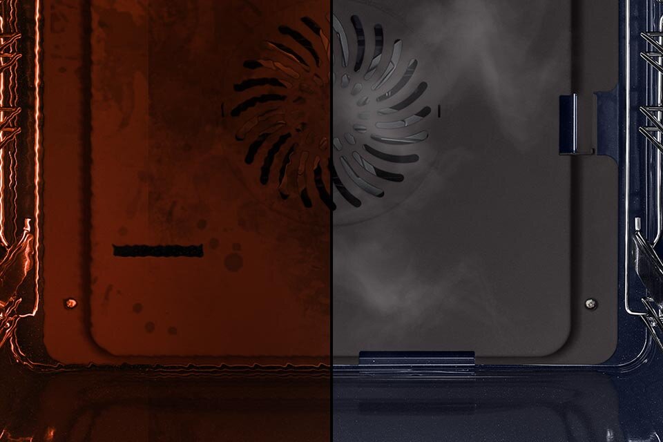 Zabrudzona komora przedstawiona w opozycji do komory, w której działa wkład katalityczny Zabrudzona komora przedstawiona w opozycji do komory, w której działa wkład katalityczny