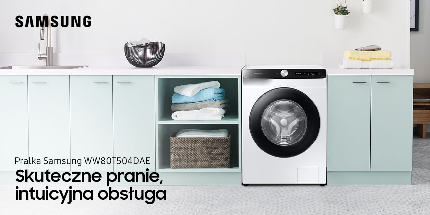 Pralka Samsung WW80T504DAE zapewniająca wyjątkowo prostą obsługę dostępna w Media Expert Pralka Samsung WW80T504DAE zapewniająca wyjątkowo prostą obsługę dostępna w Media Expert