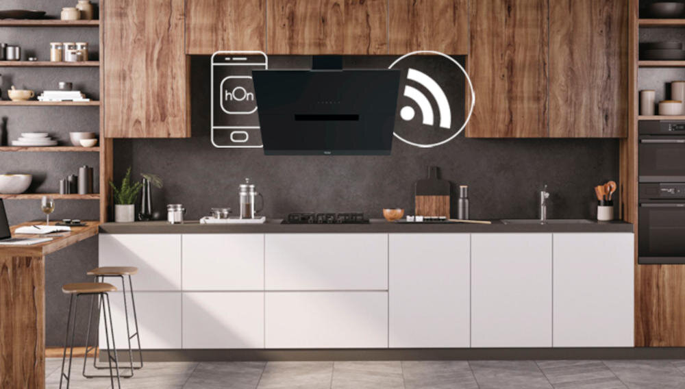 HAIER HADG9CS46BWIFI 90 okap i-link ciche wydajne oczyszczanie powietrze gotowanie zdalne sterowanie elegancja styl