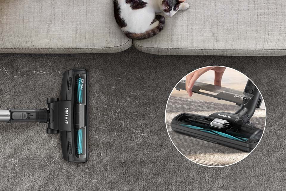 Odkurzacz Samsung, który można kupić w Media Expert, jest wyposażony w elektroszczotkę Pet Care Odkurzacz Samsung, który można kupić w Media Expert, jest wyposażony w elektroszczotkę Pet Care