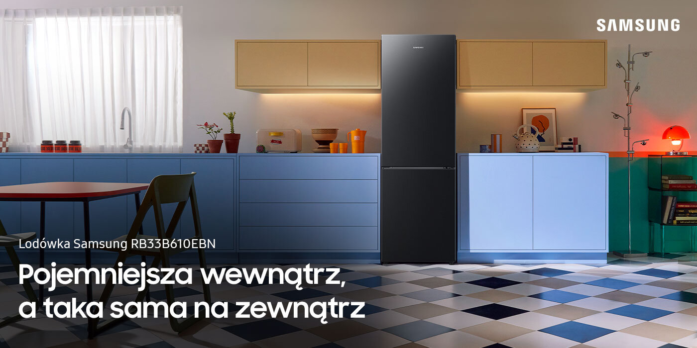 Ponadczasowa stylistyka lodówki Samsung RB33B610EBN dostępnej w Media Expert Ponadczasowa stylistyka lodówki Samsung RB33B610EBN dostępnej w Media Expert