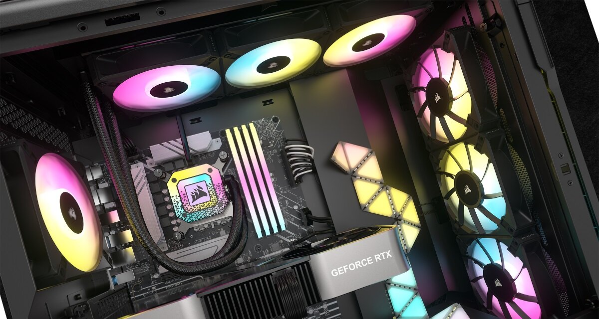 Chłodzenie wodne CORSAIR iCUE H150i Elite Capellix XT Automatyczna regulacja prędkości wentylatorów Tryb Zero RPM Zamknięty układ chłodzenia Kontroler RGB