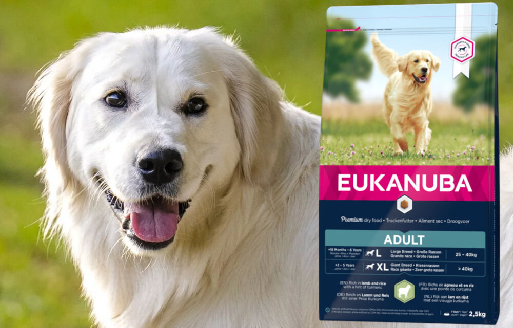 Karma dla psa EUKANUBA Adult Large Breeds Adult Jagnięcina z ryżem 12+2 kg dawkowanie analiza sklad