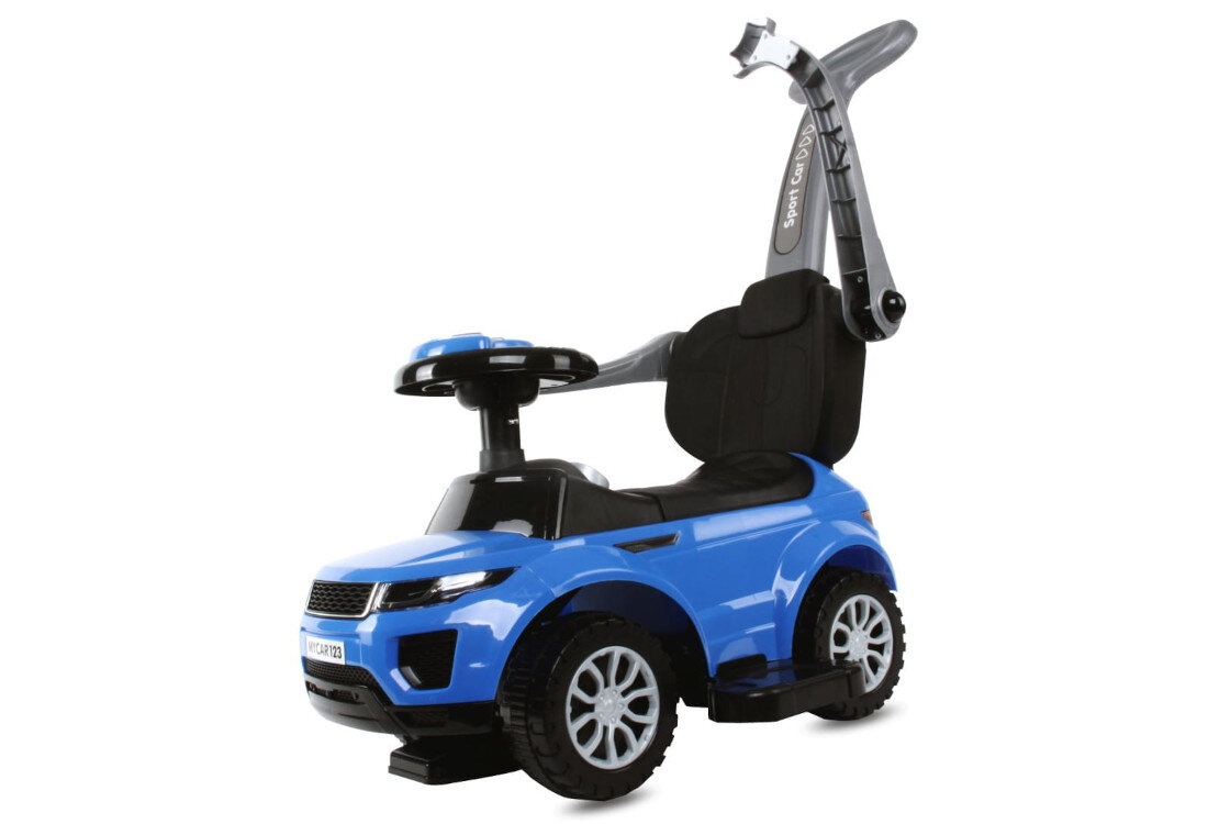 Jeździk SUN BABY Sport Car Niebieski komfort bezpieczeństwo Wysokie oparcie ochrona Maksymalne obciążenie zabawa