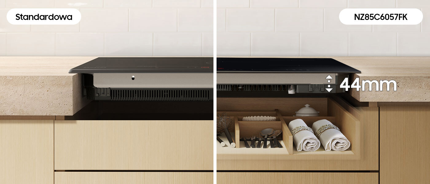 Dopasowanie do zabudowy - Slim Fit Różnica grubości płyty standardowej oraz płyty slim fit - grafika