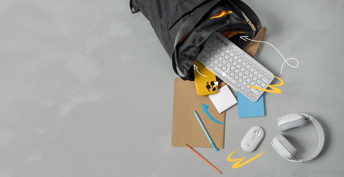 Klawiatura LOGITECH Pebble Keys 2 K380s Biały Elegancka wygodna Minimalistyczny design płynna braca zasilanie bateryjne