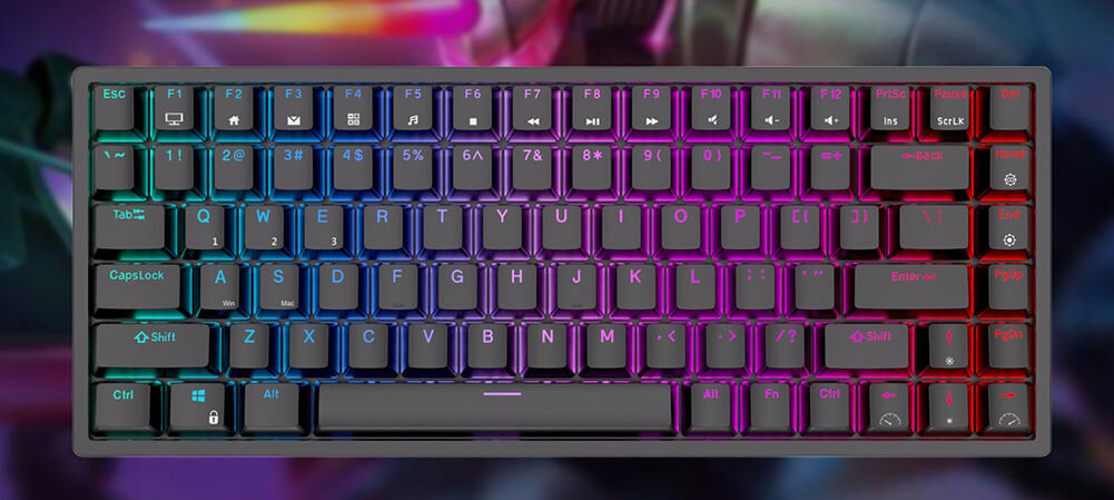 Klawiatura ROYAL KLUDGE RK84 Black Red Switch wygodna wymiana przełączników narzędzie do wyjmowania klawiszy