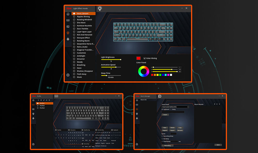 Klawiatura ROYAL KLUDGE RK84 Black Red Switch dedykowane oprogramowanie 14 trybów podświetlenia 16,8 mlm kolorów RGB programowalne klawisze zdejmowana ramka