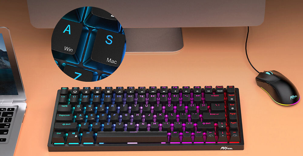 Klawiatura ROYAL KLUDGE RK84 Black Red Switch wygłuszenie piankowa warstwa