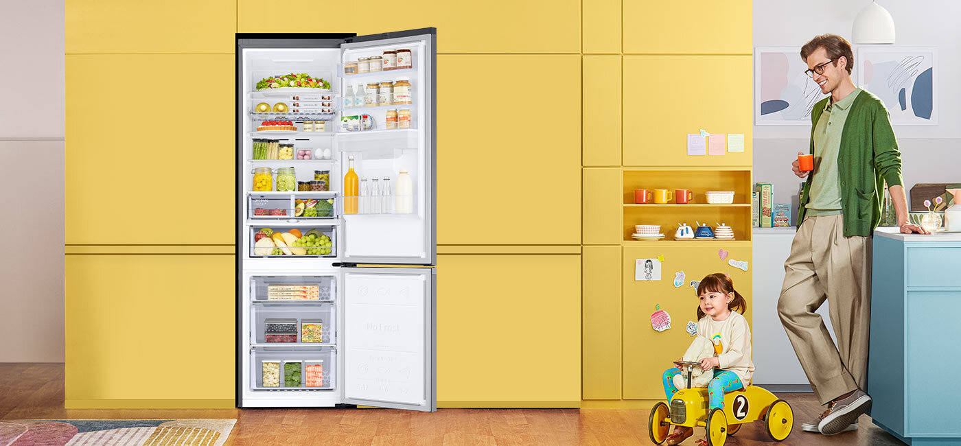 Wygodne przechowywanie - Samsung RB38C635ES9 Wygodne przechowywanie pożywienia w lodówce Samsung RB38C635ES9
