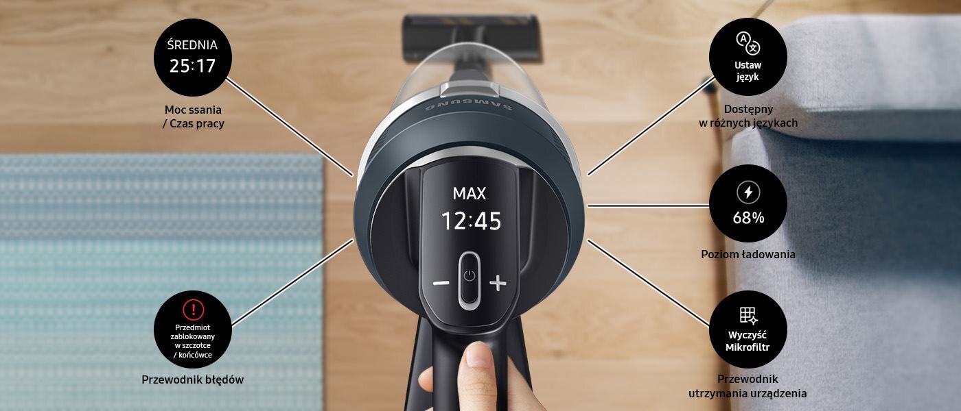 Wyświetlacz LCD ułatwia monitorowanie stanu urządzenia Wyświetlacz LCD ułatwia monitorowanie stanu urządzenia - Samsung