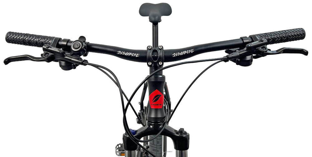 Rower górski MTB INDIANA X-Pulser 2.9 M21 29 cali męski Czarno-czerwony kierownica marka MODE typu HB-023 FOV W.680 aluminiowy wspornik INDIANA Ahead HS-078 FOV lekkosc niezawodnosc sportowy charakter manetki specjalny atyposlizgowy material