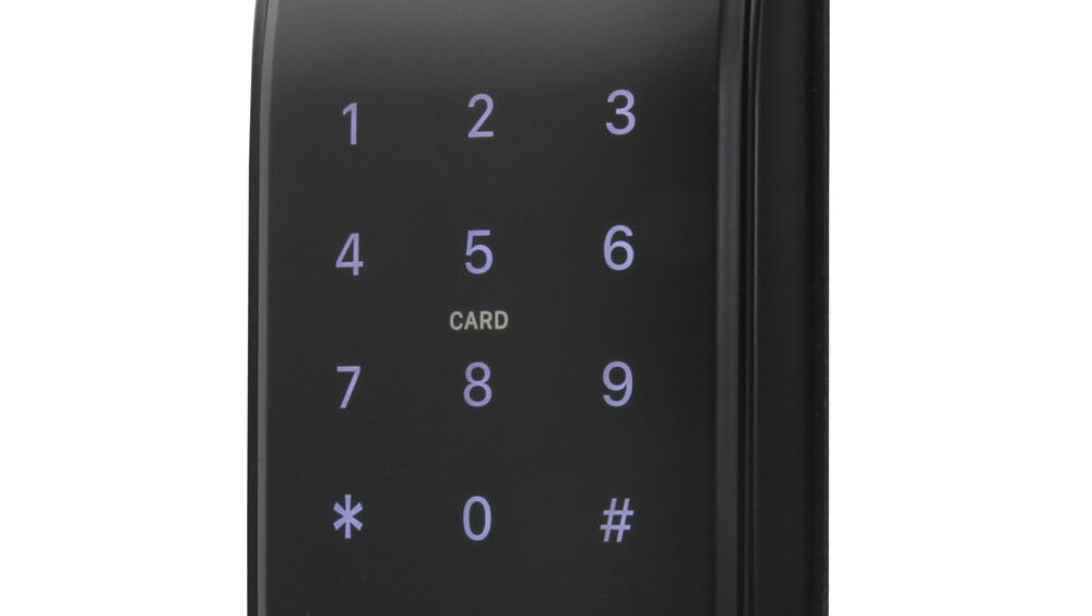 Klamka EURA ELH-51H4 Czarny dotykowa klawiatura numeryczna wprowadzanie kodu PIN zasilanie cztery baterie alkaiczne AA