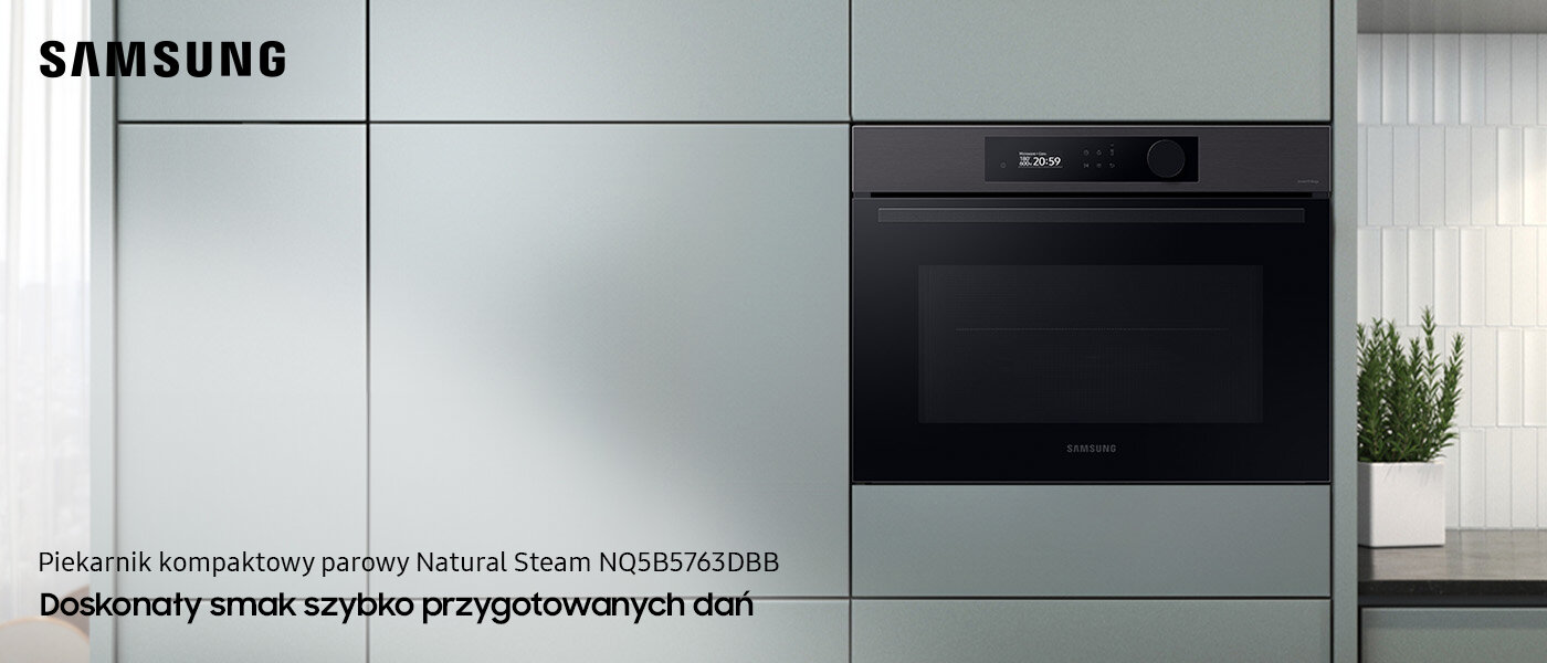 Samsung piekarnik parowy NQ5B5763DBB: Media Expert: zdjęcie w eleganckiej kuchni Samsung piekarnik kompaktowy parowy NQ5B5763DBB: Media Expert: zdjęcie w eleganckiej kuchni