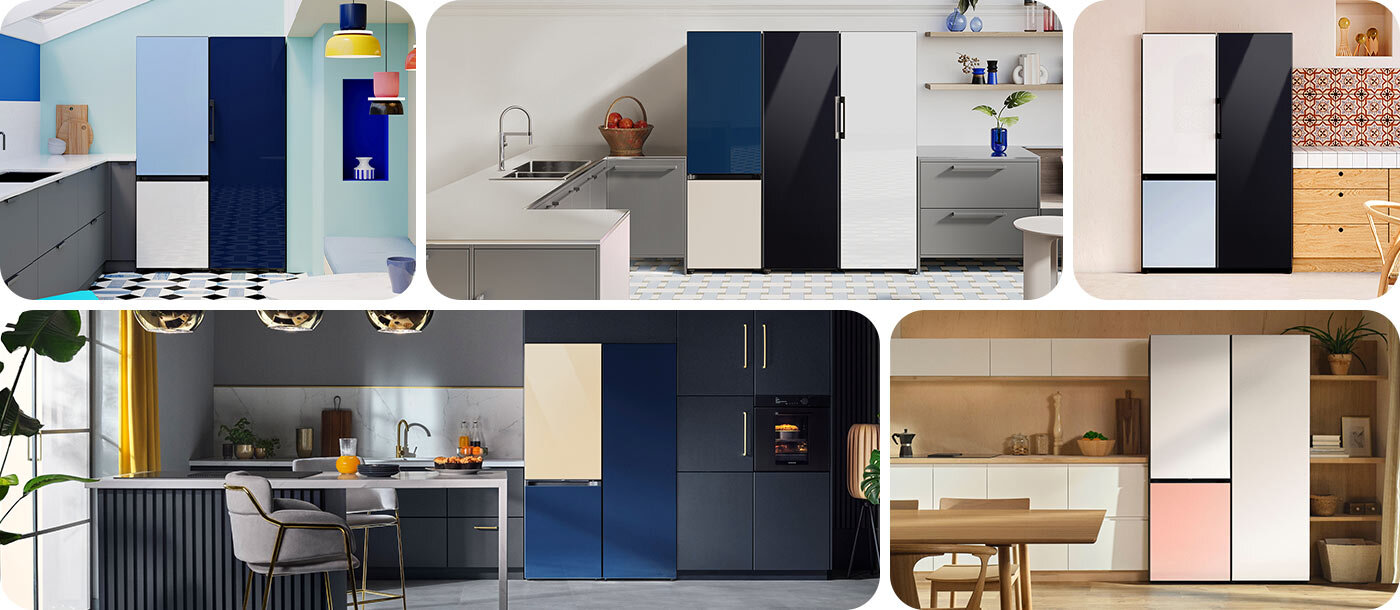 Przykładowe pomieszczenia kuchenne, w których wykorzystane zostały modele z serii Bespoke Przykładowe pomieszczenia kuchenne, w których wykorzystane zostały modele z serii Bespoke