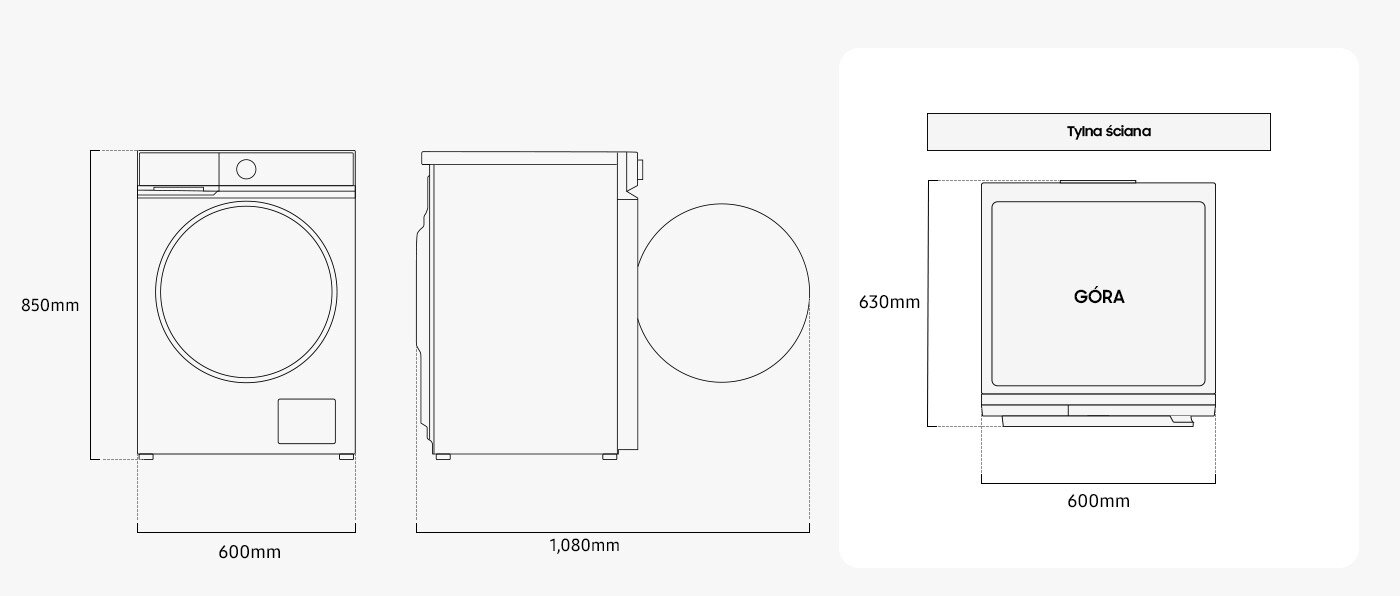 wymiary dostępnej w Media Expert pralki Samsung WW11DB8B95GBU4 wymiary dostępnej w Media Expert pralki Samsung WW11DB8B95GBU4