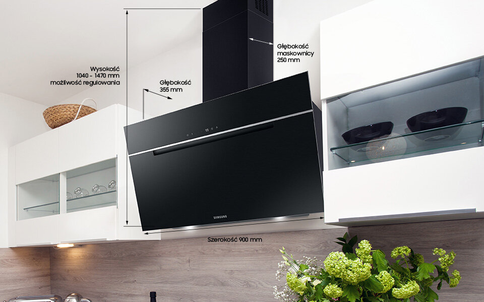 Wymiary okapu NK36C7070WB Wymiary okapu Samsung NK36C7070WB