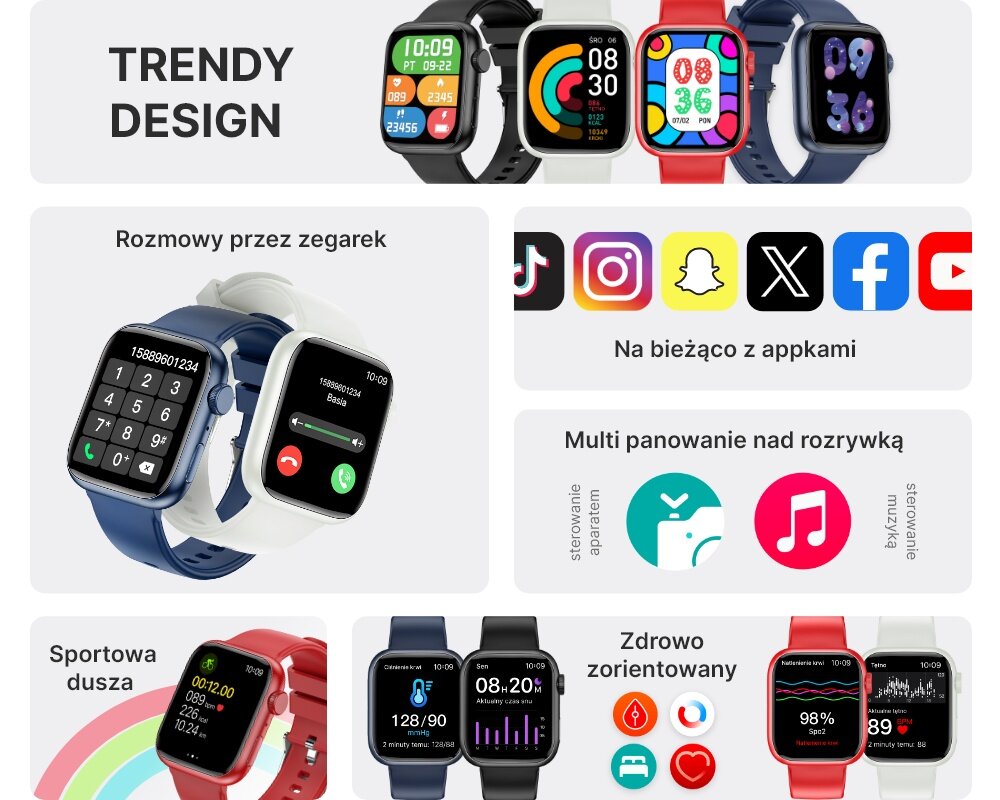 Smartwatch FOREVER IGO 3 JW-500 level styl social mediow