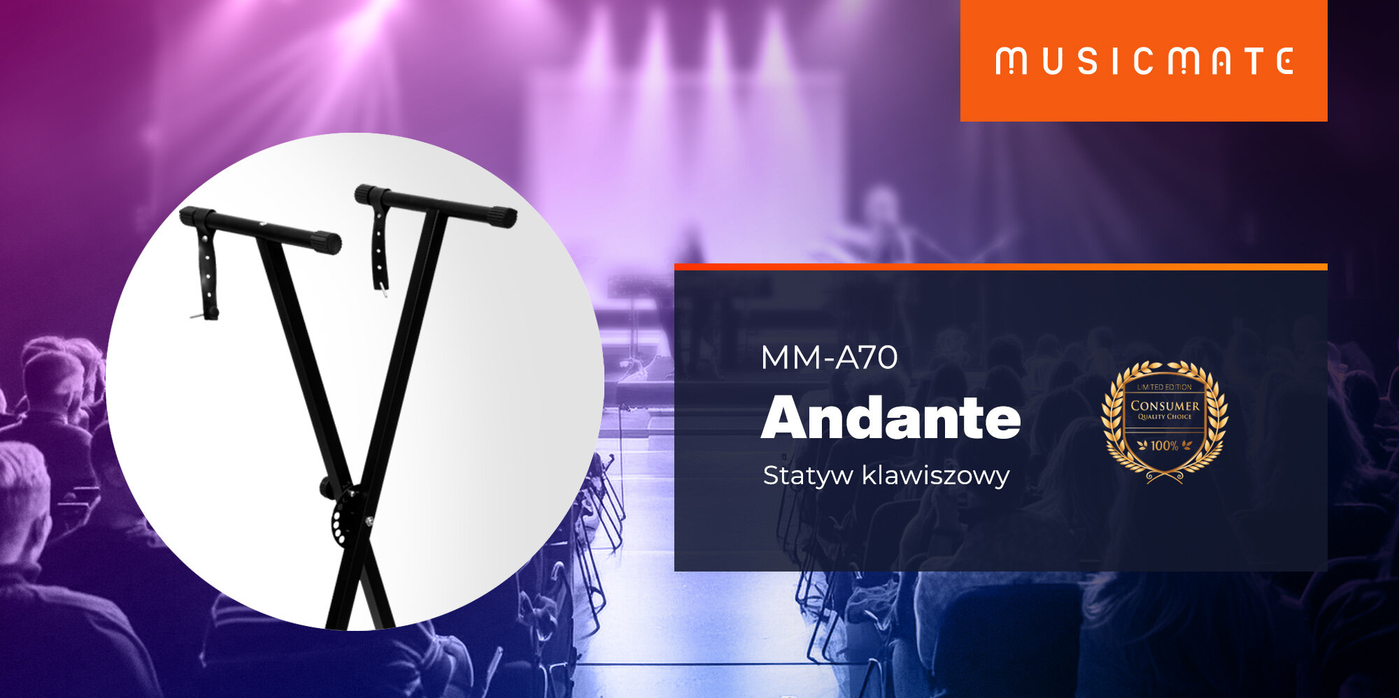 Statyw klawiszowy MUSICMATE MM-A70 Andante- Graj swobodnie i komfortowo