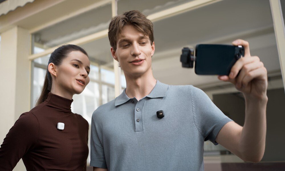 System bezprzewodowy DJI Mic Mini (2 TX + 1 RX + Etui ładujące) odbiornik łączenie ograniczenie głośności regulacja wzmocnienia