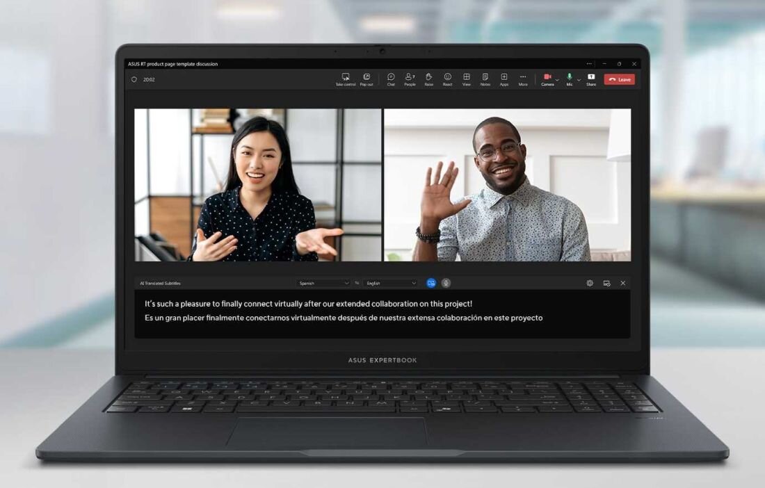 Laptop ExpertBook B1 B1503 - automatyczne tłumaczenia napisów podczas konferencji