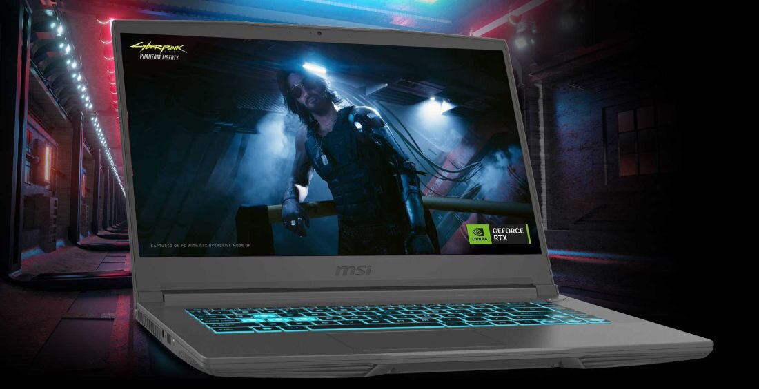 MSI Thin A15, laptop do gier, z wyraźnym i jasnym ekranem, zapewniającym wysoką jakość obrazu. - NVIDIA GeForce RTX, NVIDIA DLSS, Ampere