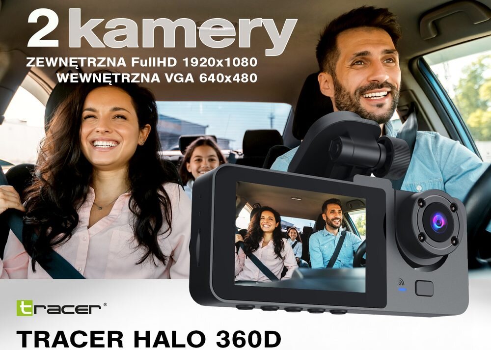 Wideorejestrator TRACER Halo 360D rodzina w samochodzie