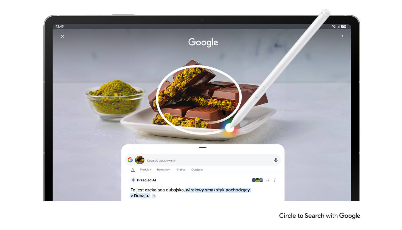 Circle to Search with Google używanym na ekranie z rysikiem S Pen na obrazie Modrosójka błękitna. Wyniki wyszukiwania Google pokazują szczegóły dotyczące obrazu. Circle to Search with Google wyświetlone z logo Google. Circle to Search with Google używanym na ekranie z rysikiem S Pen na obrazie Modrosójka błękitna. Wyniki wyszukiwania Google pokazują szczegóły dotyczące obrazu. Circle to Search with Google wyświetlone z logo Google.