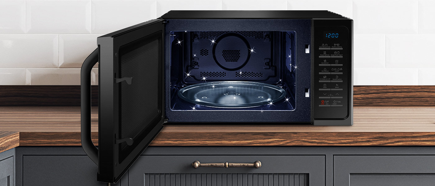 We wnętrzu kuchenki mikrofalowej Samsung MC28H5015AK zastosowaliśmy powłokę Ceramic Inside™ We wnętrzu kuchenki mikrofalowej Samsung MC28H5015AK zastosowaliśmy powłokę Ceramic Inside™